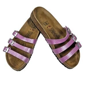 Birki's Three-Strap Sandals Pink Hammered Leather EU 37 | US 6-6.5